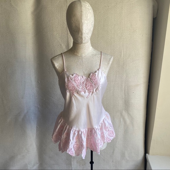 Vintage Victoria’s Secret 70s 80s Pink Teddy Top Lingerie Bodysuit Onesie Romper - Picture 8 of 8